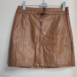 Tan Faux Leather Skirt